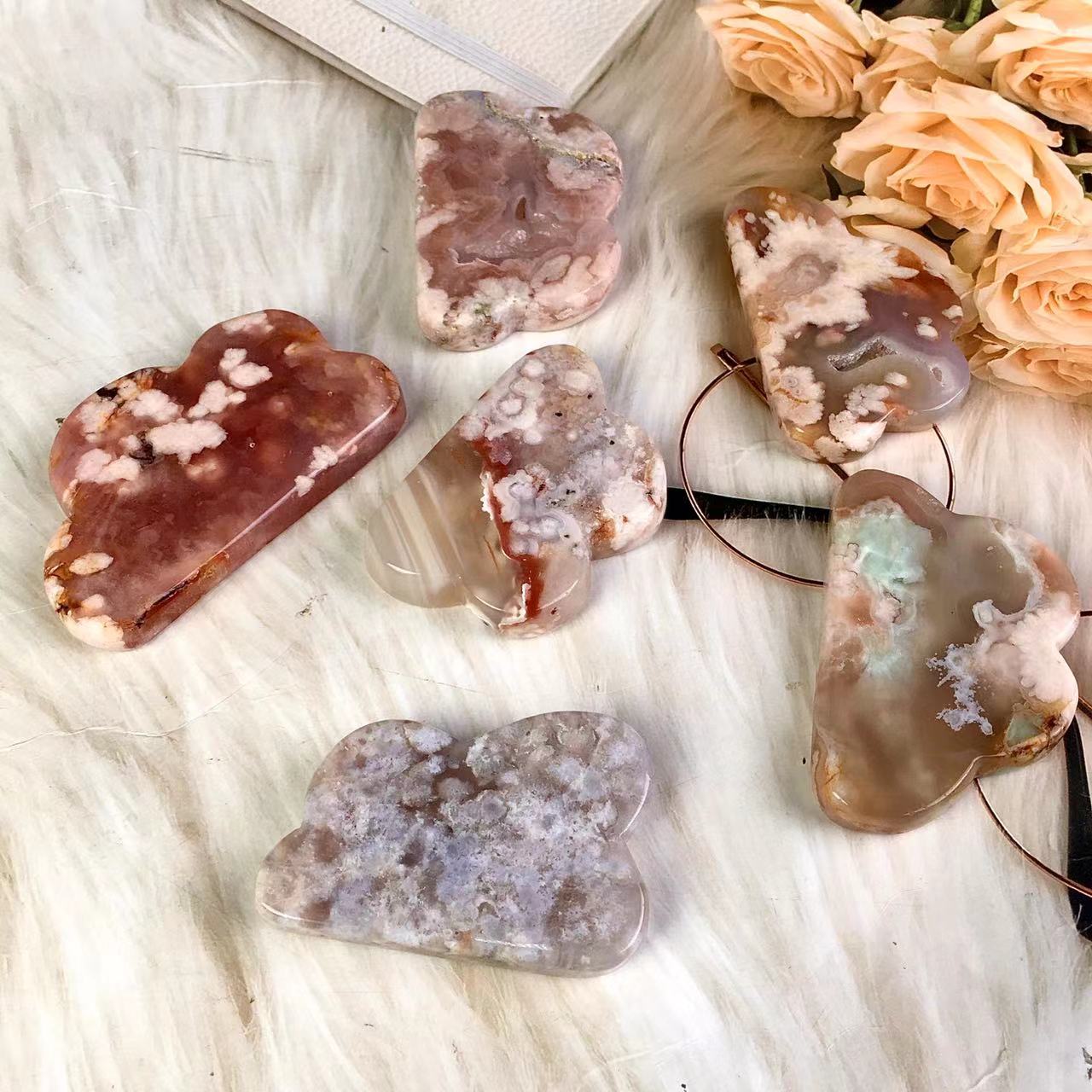 High quality wholesale Natural Crystal Sakura agate cloud For Decoration