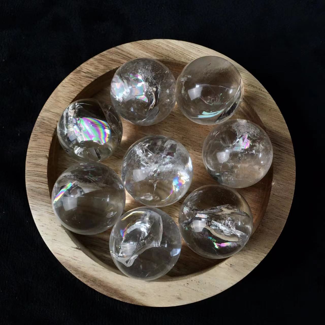 Wholesale high quality reiki natural Mini rainbow clear quartz sphere for decoration 1pc