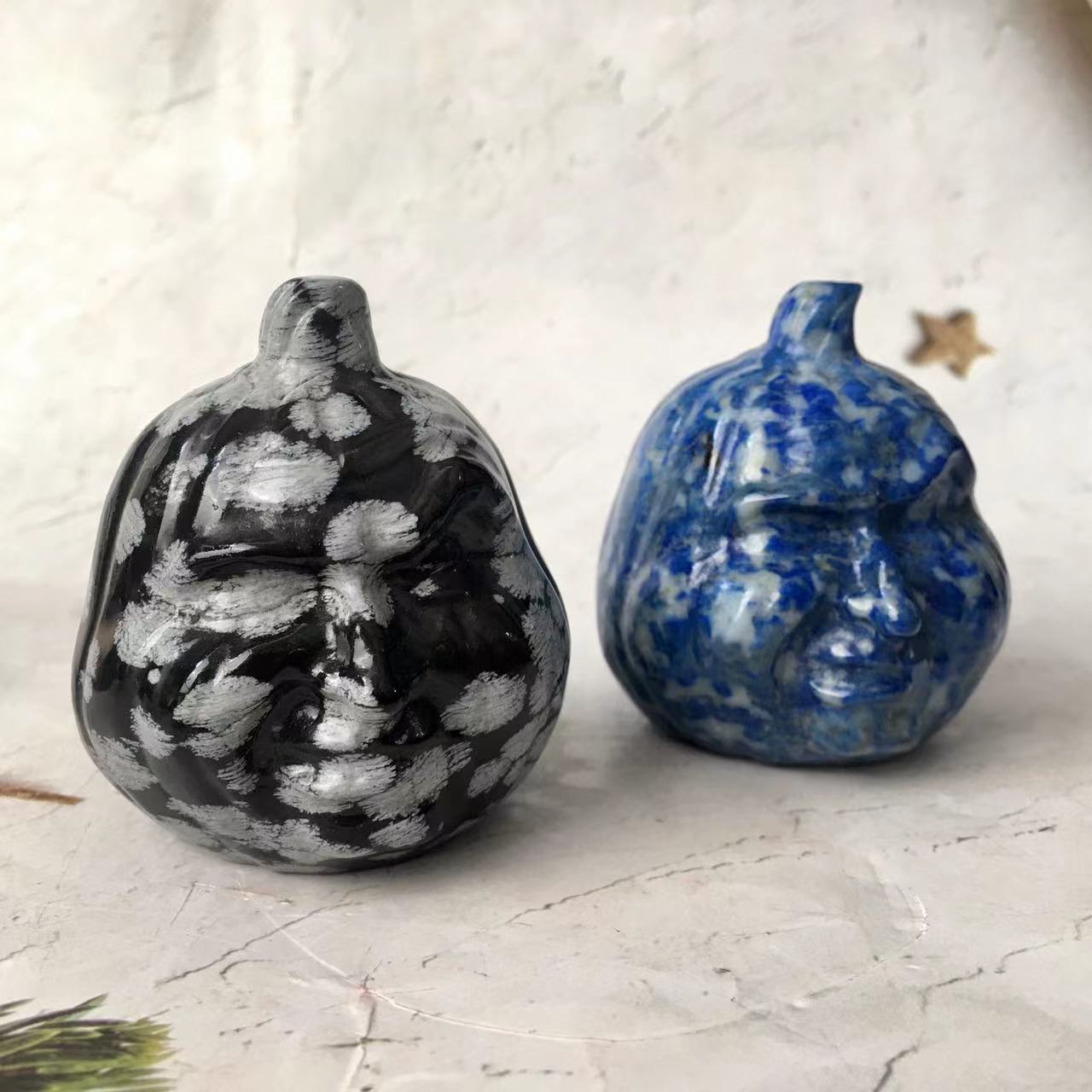 Multiple materials Natural Carved Crystal High Quality Pumpkin Face for Home Decoration