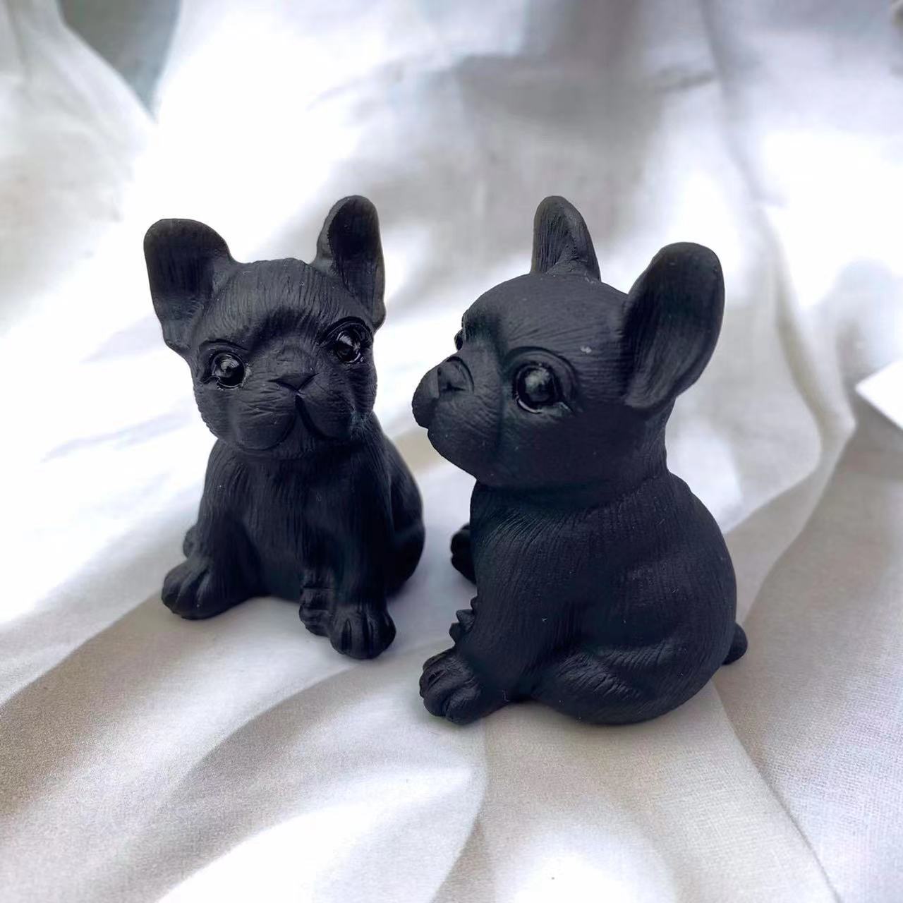 Natural Healing Crystal Animal French Bulldog Carving For Home Decoration