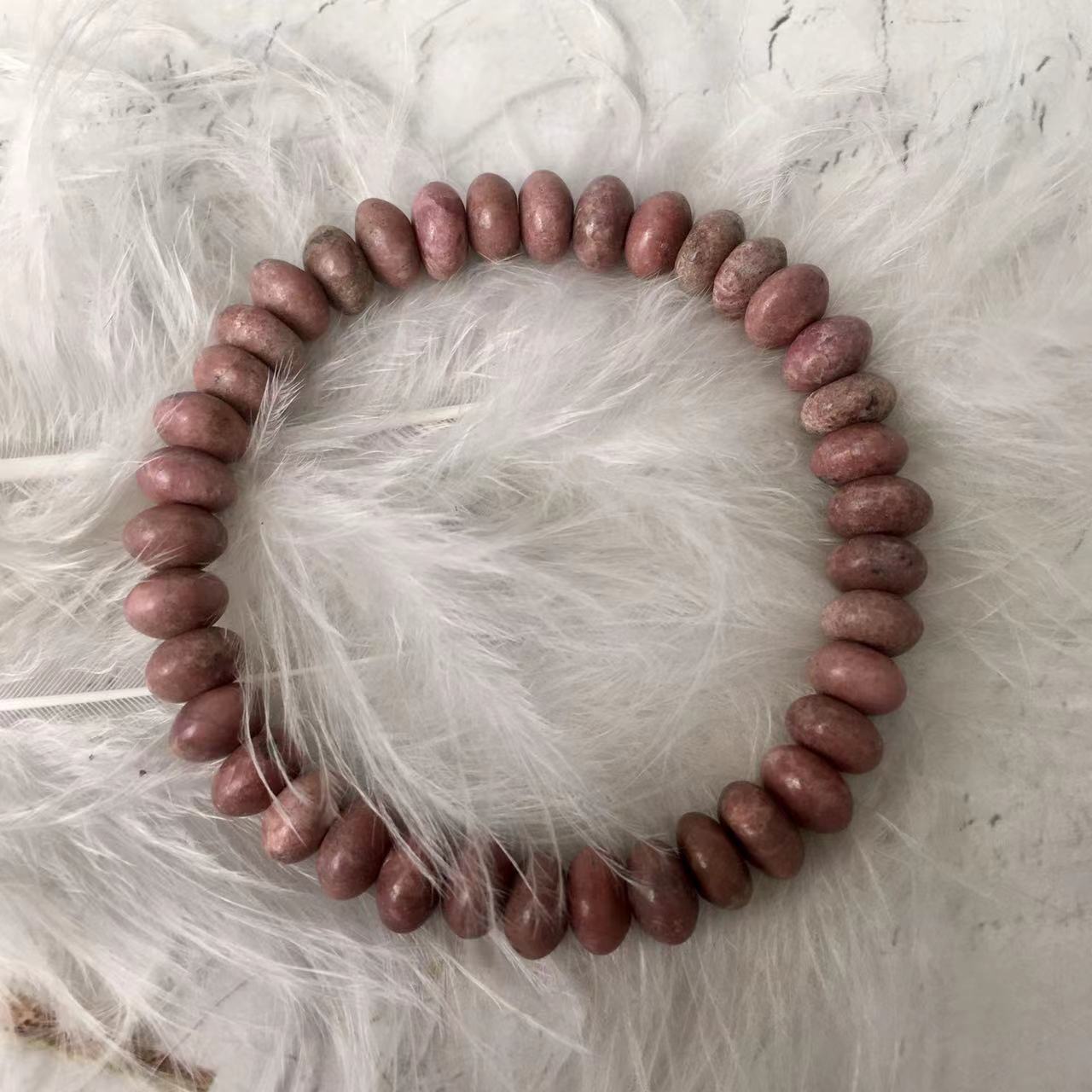 Natural Gemstone Pink Rhodonite Healing Crystal Stretch Stone Bracelet 8mm