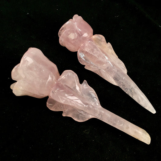 Wholesale natural Crystals Healing Rose Quartz rose Wand For Decoration