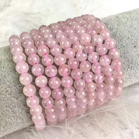 Natural 6.5mm Multi turn Rose Quartz Crystal Energy Stone Beads Elastic Stretchable Bracelet Healing Power