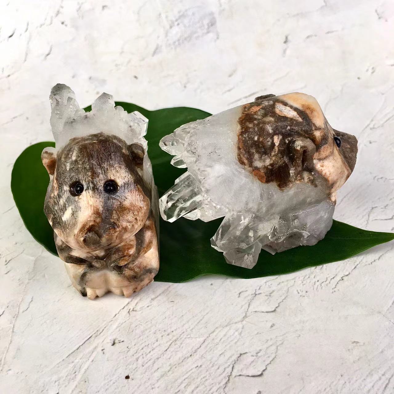 Wholesale Natural Hand Carved Hedgehog Shaped White Crystal Cluster Crafts