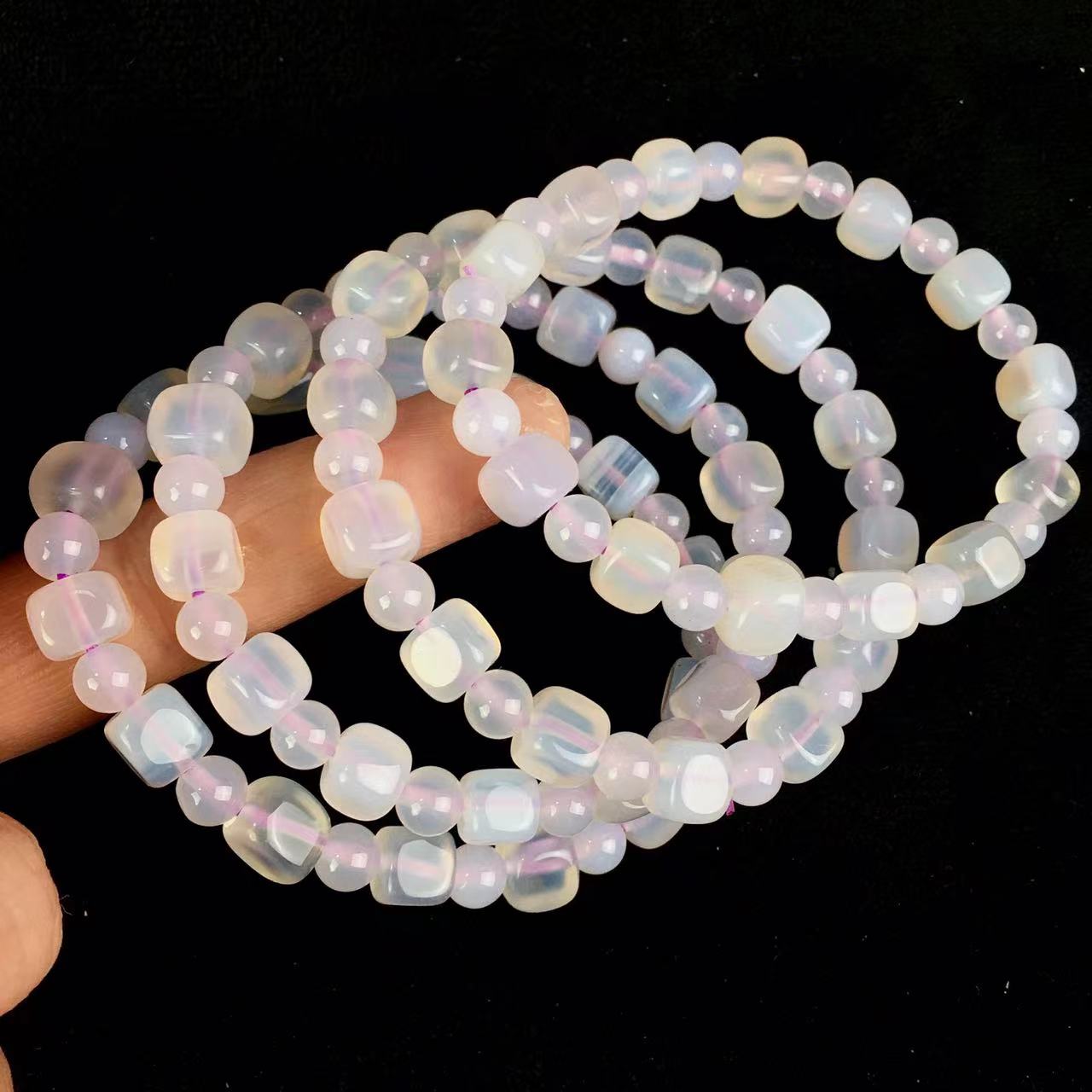 Natural Gemstone 8mm White Opal Stretch Bracelets Jewelry
