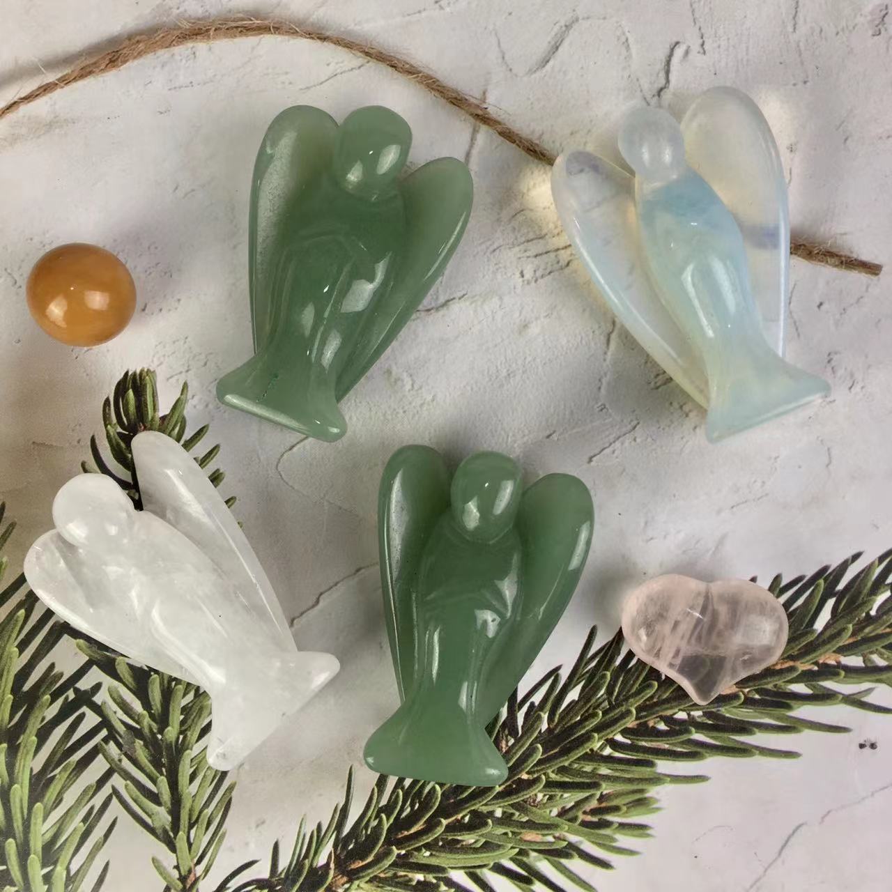 Wholesale Colorful Mineral Quartz Crystal Angel Carved Rose Quartz Small Figurines  Angel For Gift
