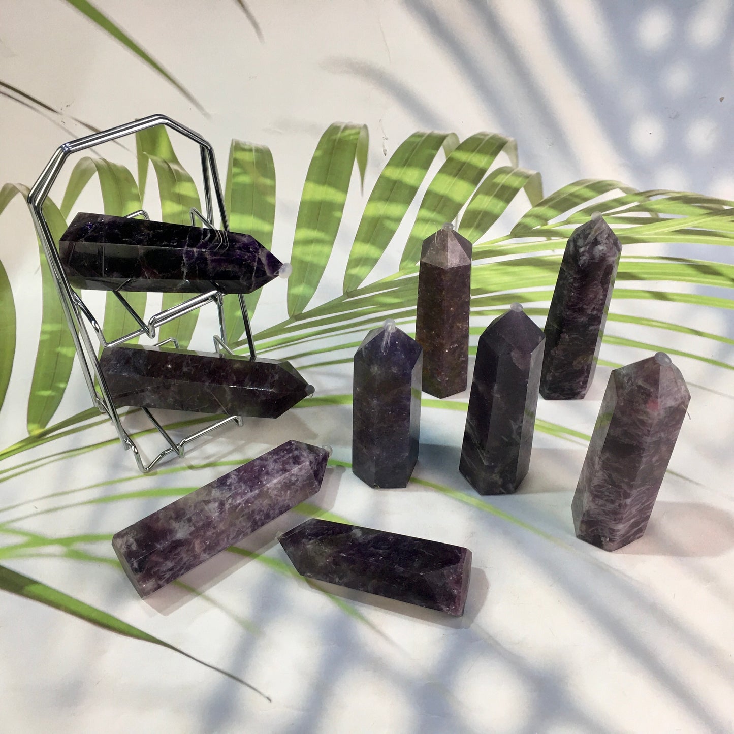 Wholesale natural healing  tourmaline purple mica tower for decoration 1kg