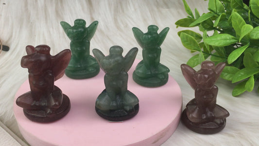 Wholesale high quality reiki natural crystalLab/green aventurine /blue opal/strawberry Butterfly fariy carving for decoraiotion