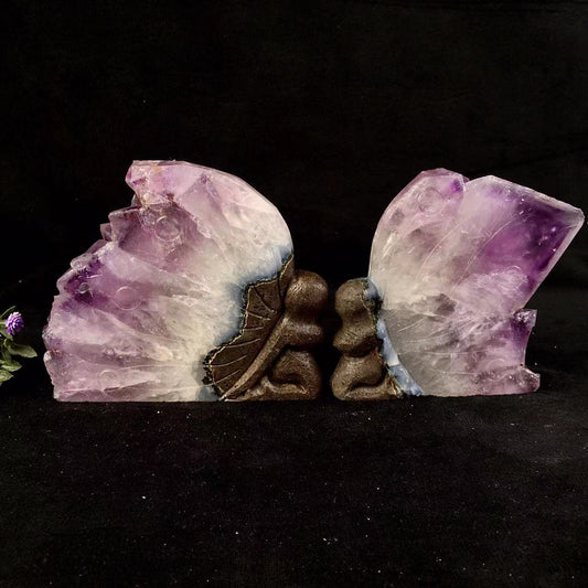 Wholesale high quality reiki natural crystal purple quartz fairy carving for decoraiotion