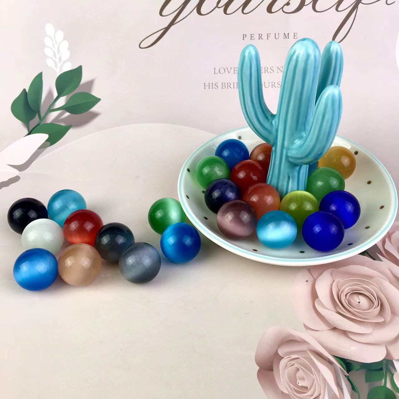 High quality wholesale  Natural Crystal Man made cat eye beads For Decoration 1 pc