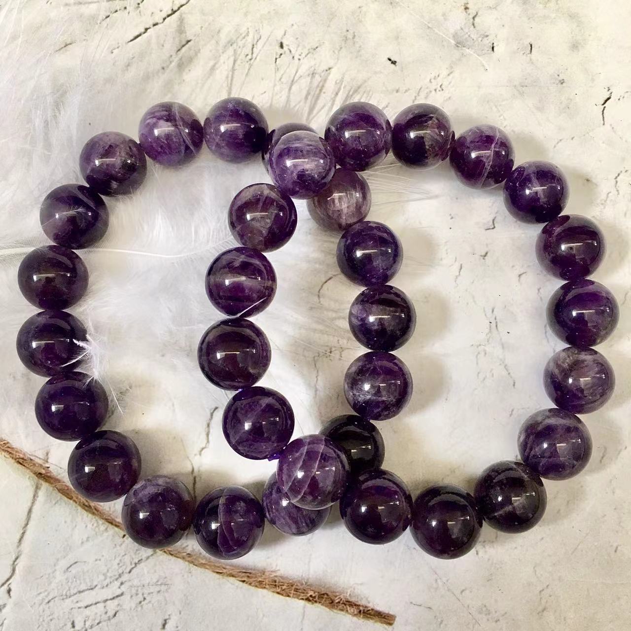 12MM Wholesale Natural Quartz Jewelry Stretch Beads Dream Amethyst Crystal Bracelet