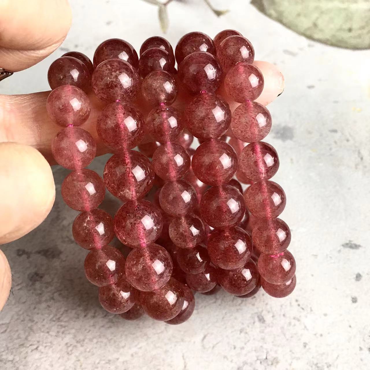 Strawberry quartz bracelets natural strawberry quartz bead crystal bracelets for women jewelry 10MM