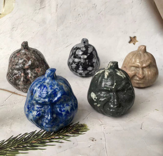Multiple materials Natural Carved Crystal High Quality  Pumpkin Face for Home Decoration
