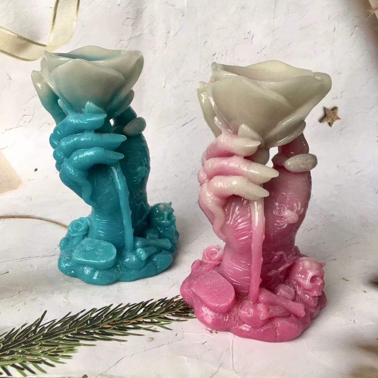 Wholesale Luminou Crystal Carving  Rose hand  stand Collection