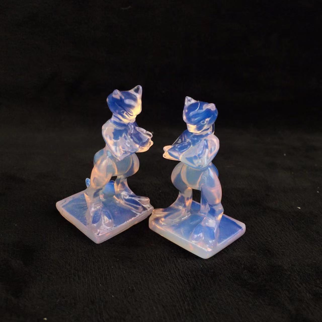 Natural crystal carving Customizable Color Pink Opalite Purple Mica Mewtwo Opalite Crystal Carved Mewtwo