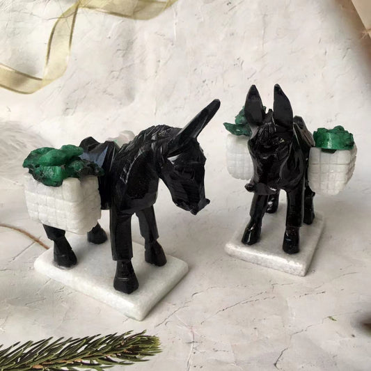 Wholesale Natural Crystal High Quality Black Obsidian donkey for gifts Ornament