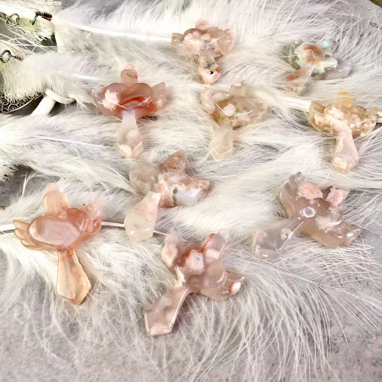 Wholesale Natural Sakura agate heart tree Crystal For Decoration