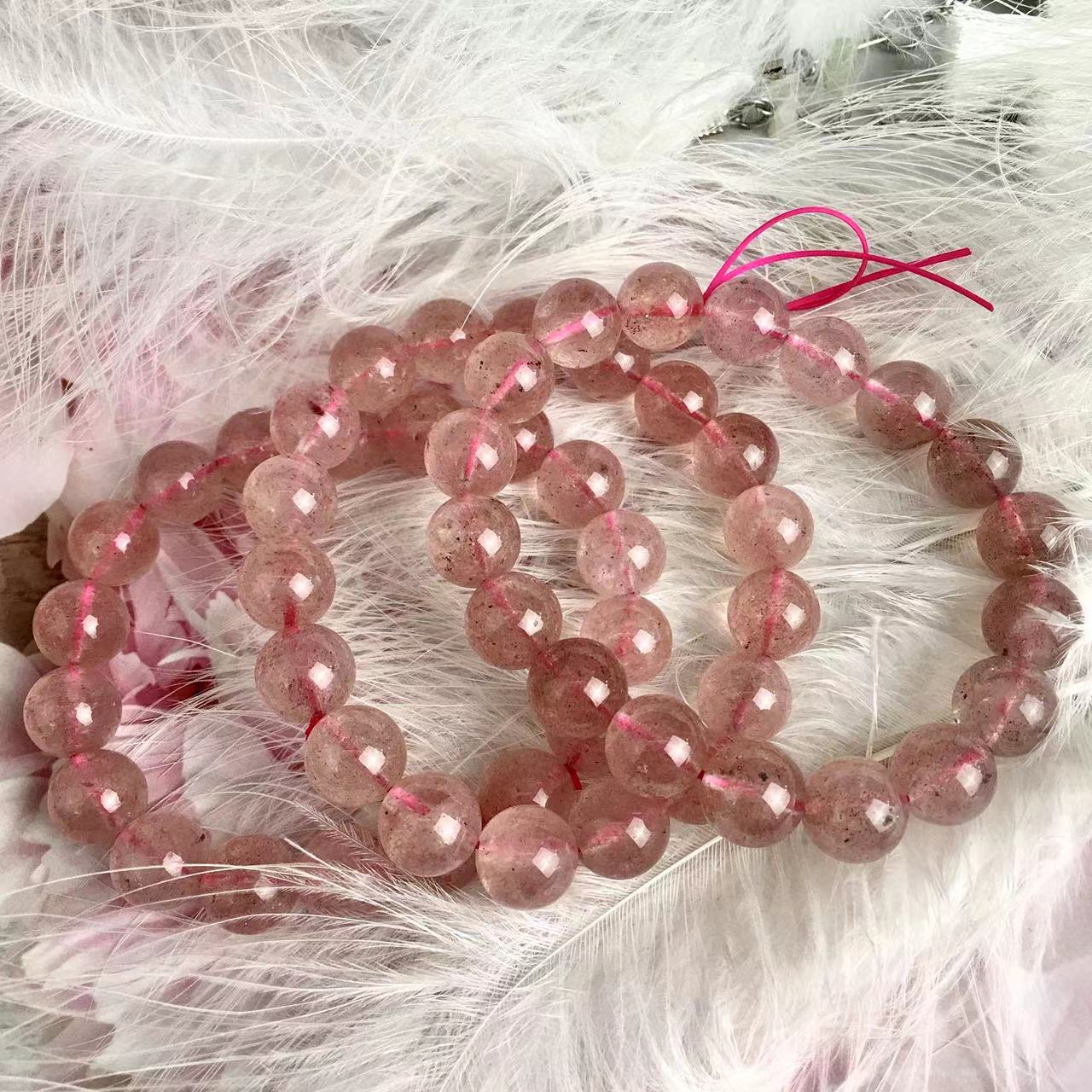 Strawberry quartz bracelets natural strawberry quartz bead crystal bracelets for women jewelry 11MM