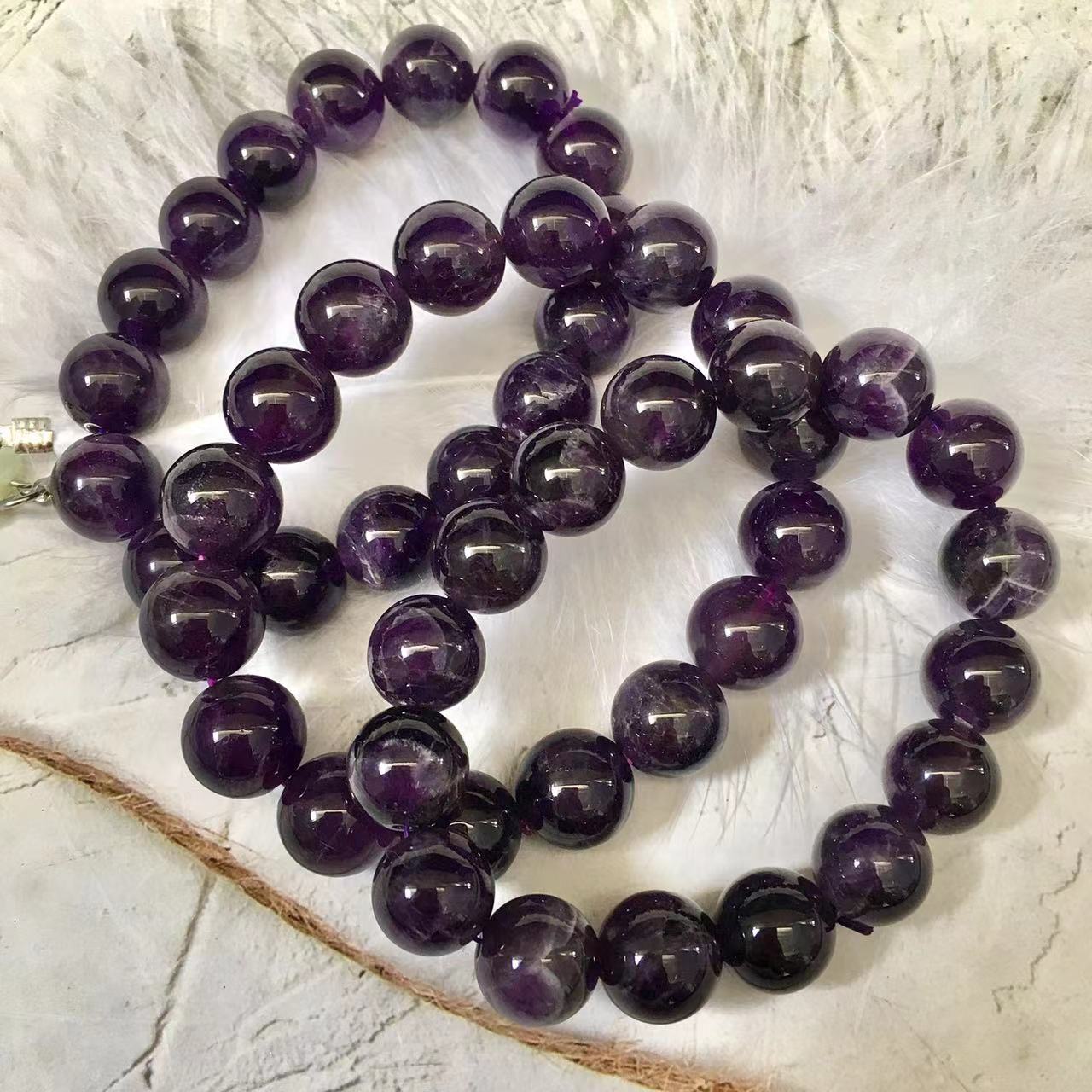 12MM Wholesale Natural Quartz Jewelry Stretch Beads Dream Amethyst Crystal Bracelet