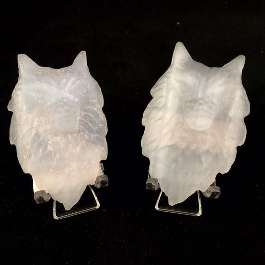 High quality wholesale Natural Crystal Selenite Wolf Head For Decoration