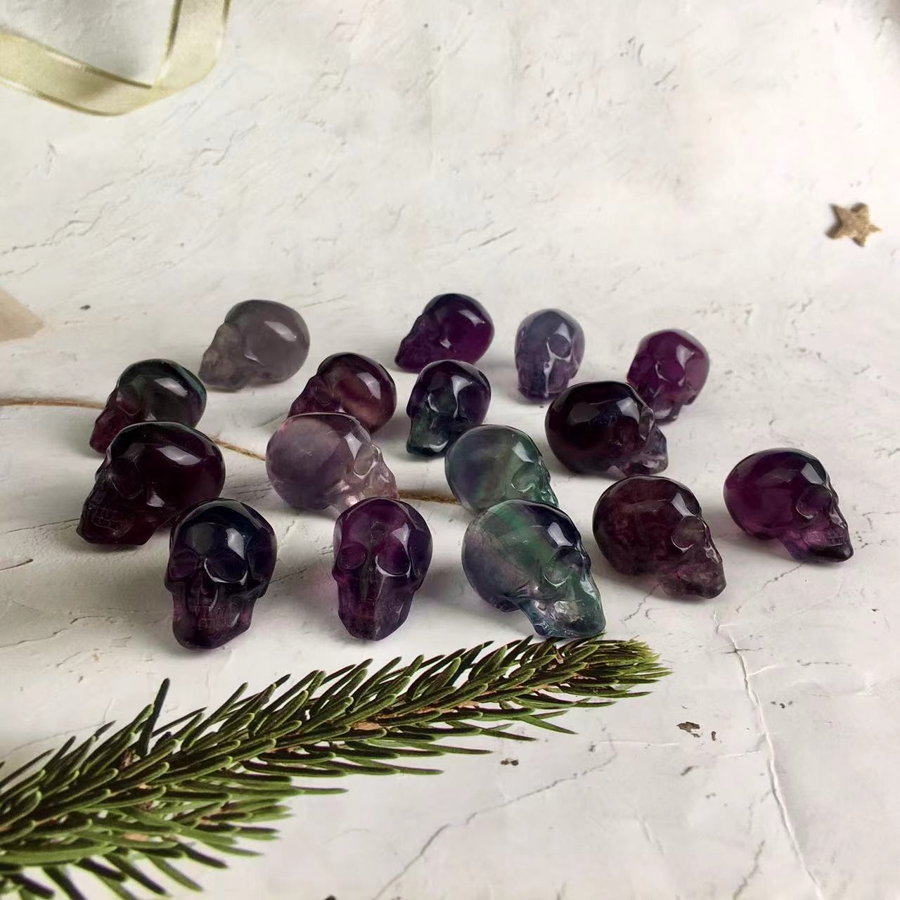 High quality wholesale  Natural Crystal Flourite skull For Decoration 1pc