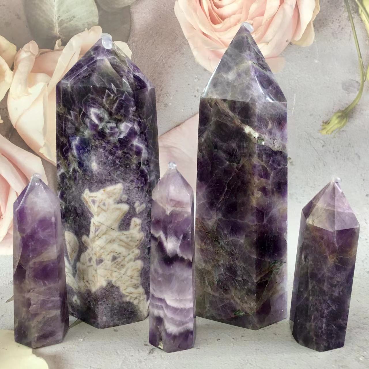 Wholesale natural crystal  dream amethyst tower for decoraiotion 1kg