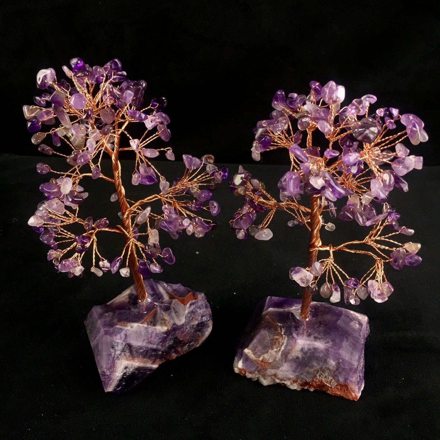 Wholesale bulk Natural Crystal Craft Tree Christmas dream amethyst rose quartz and citrine Gemstone Bonsai Coppe Crystal Tree  for decoraiotion