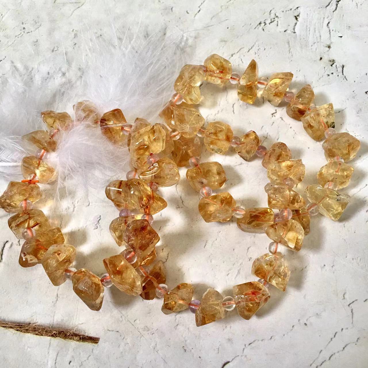 Wholesale Natural Citrine Gemstone Crystal Stretch Irregular Chips Bracelet for Fashion Healing Spiritual Stone Bracelet