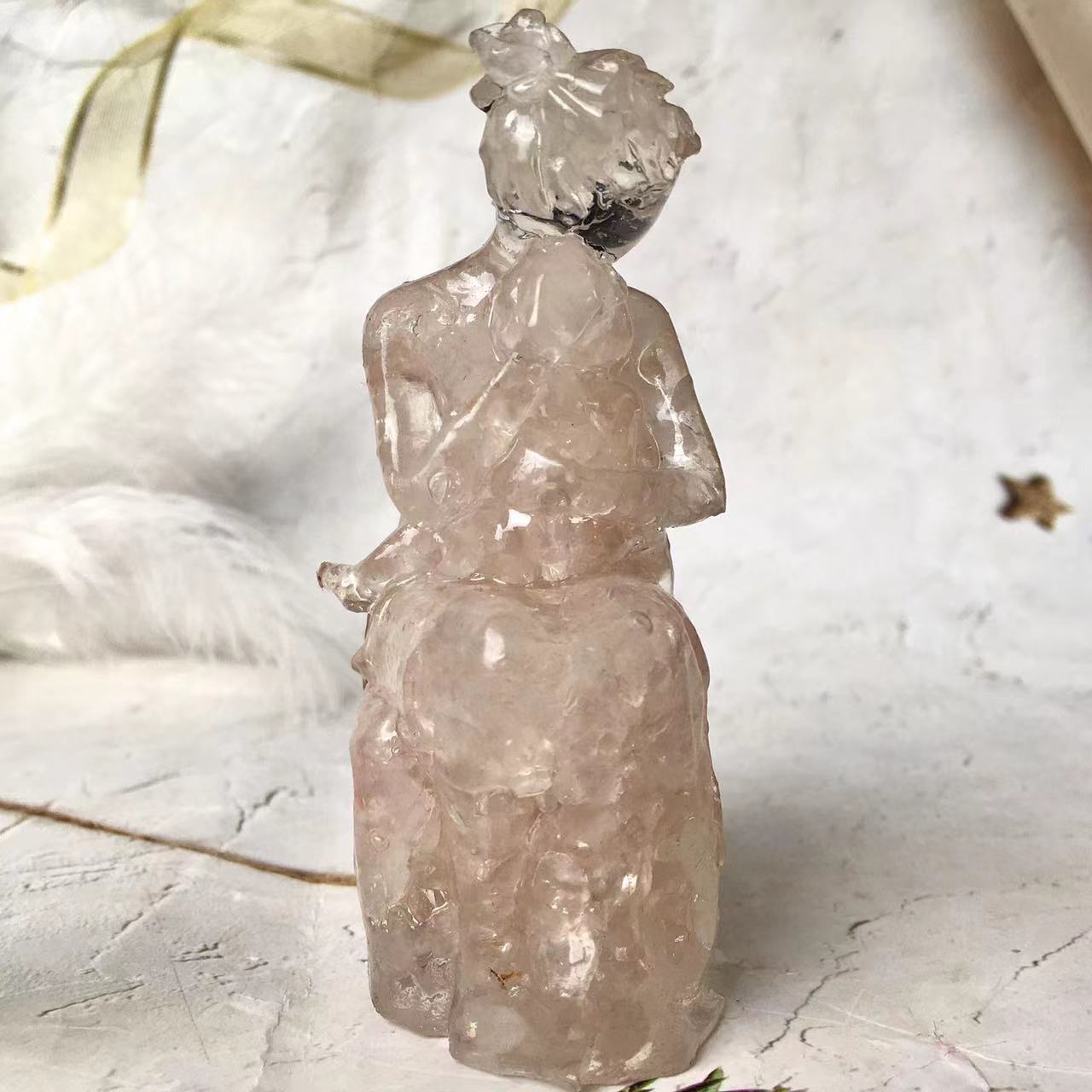 Natural Handmade Crystal Crafts Resin Mother and son  Polished Tumbled Gravel Chip Stone For Decor