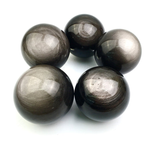 Wholesale Rare Silver Obsidian Crystal Sphere Polished Black Healing Quartz Ball for Fengshui 1kg