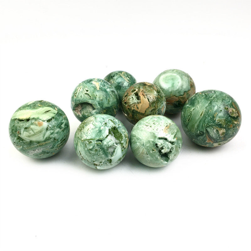 Wholesale  Natural Healing Green silky fluorite  sphere for decoration 1kg