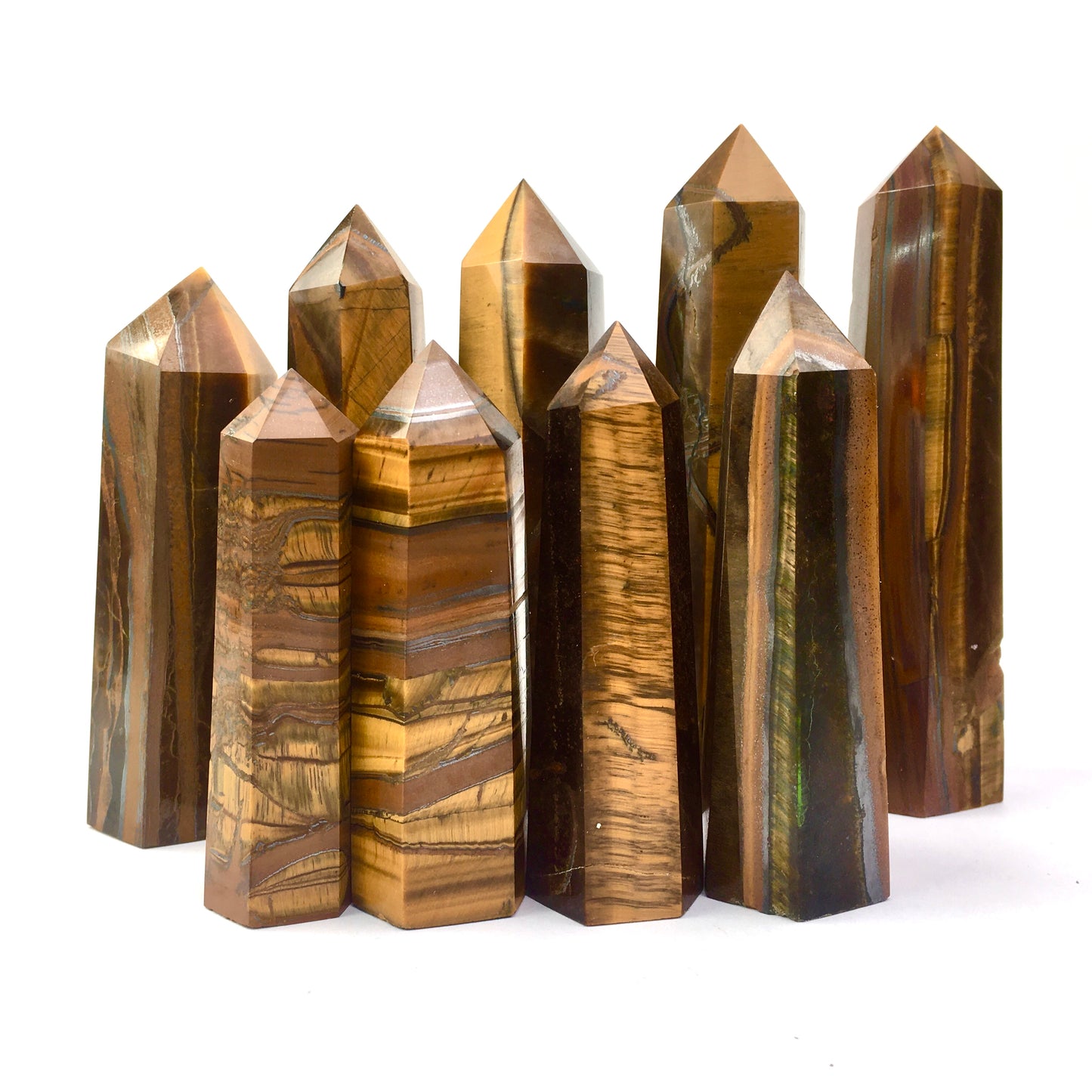 Wholesale natural high quality healing crystals yellow tiger eye tower for decoration 1kg