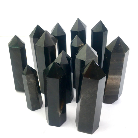 Wholesale High Quality Sliver Obsidian tower for decoraiotion 1kg