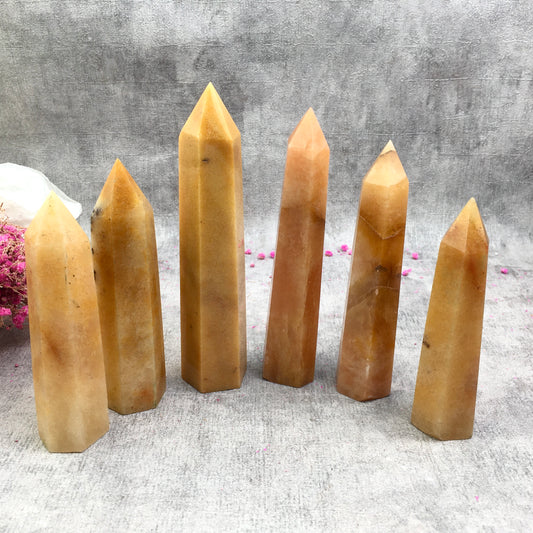 Wholesale Natural Yellow Jade Tower  for Decoration 1kg