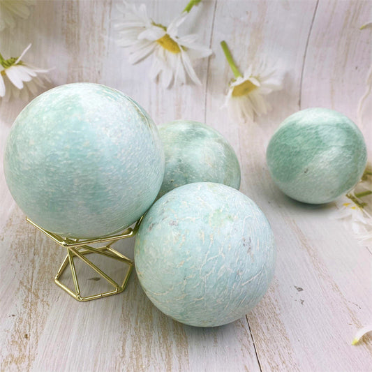 Wholesale high quality reiki natural Amazonite Healing stone sphere（$76/kg） for decoraiotion1kg