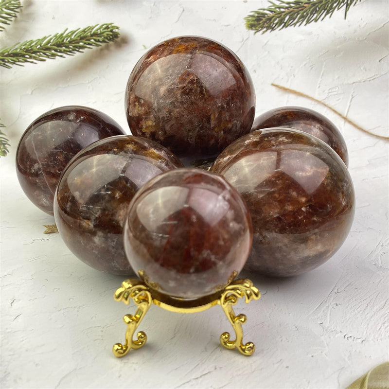 Wholesale high quality reiki natural  Fire quartz and moonstone sphere for decoration 1kg