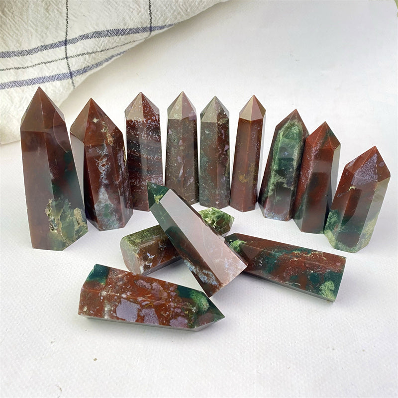 Wholesale natural quartz ocean jasper tower for decoration 1kg