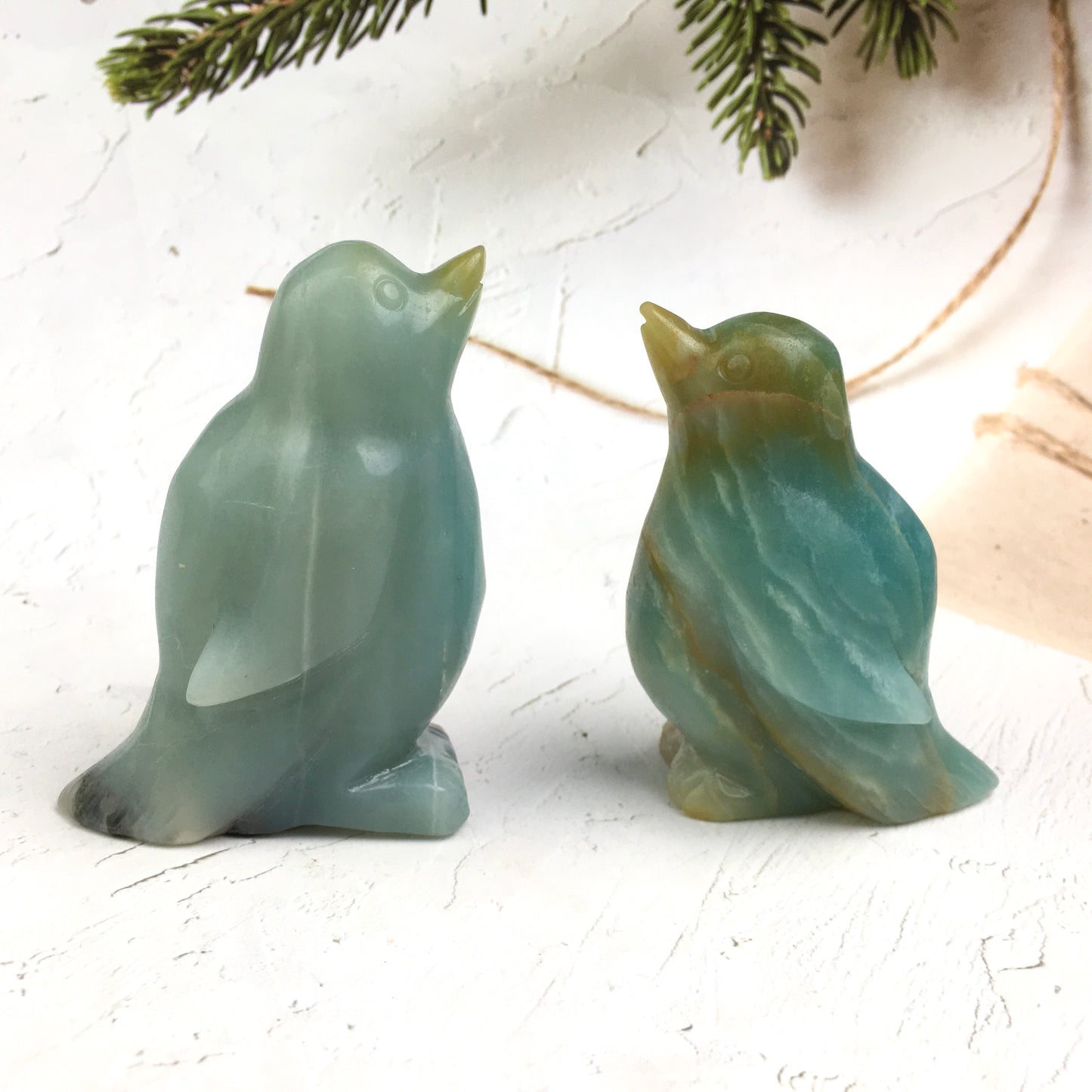 Wholesale Natural Crystal Carved Sculpture Caribbean calcite /fluorite  Rhinoceros and Caribbean calcite penguin