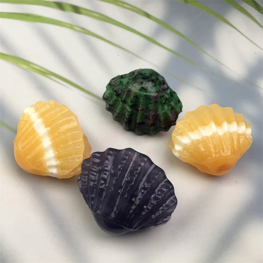 Wholesale high quality reiki natural crystal carving ruby zostite /fluorite /orange calcite shell  for decoraiotion