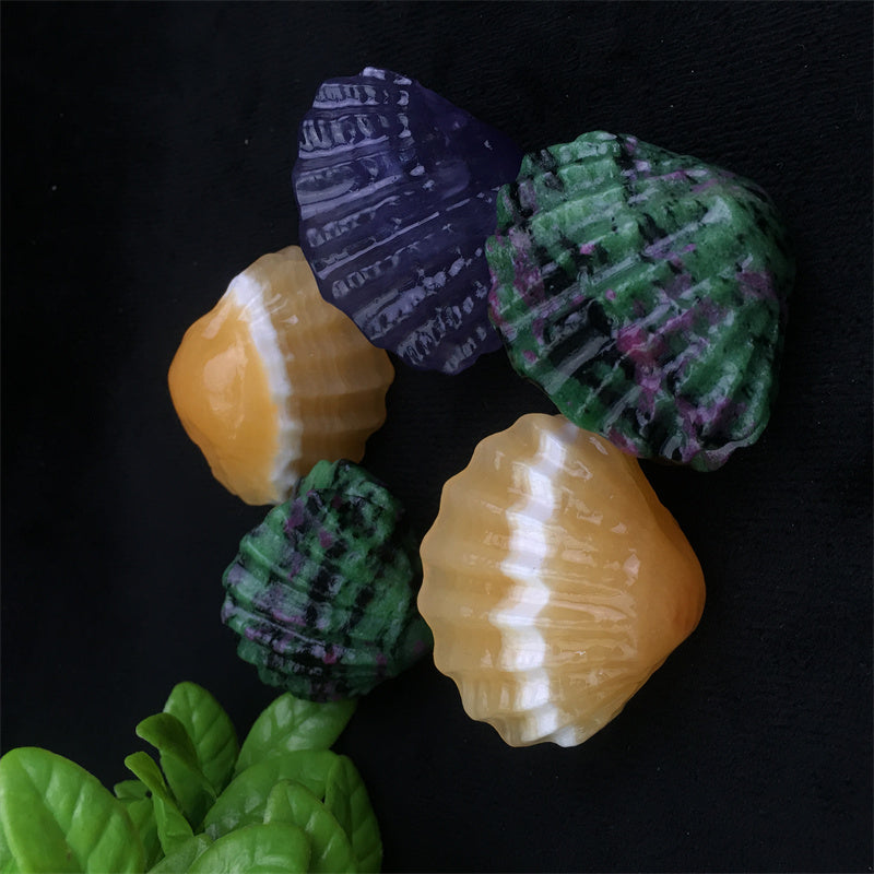 Wholesale high quality reiki natural crystal carving ruby zostite /fluorite /orange calcite shell  for decoraiotion