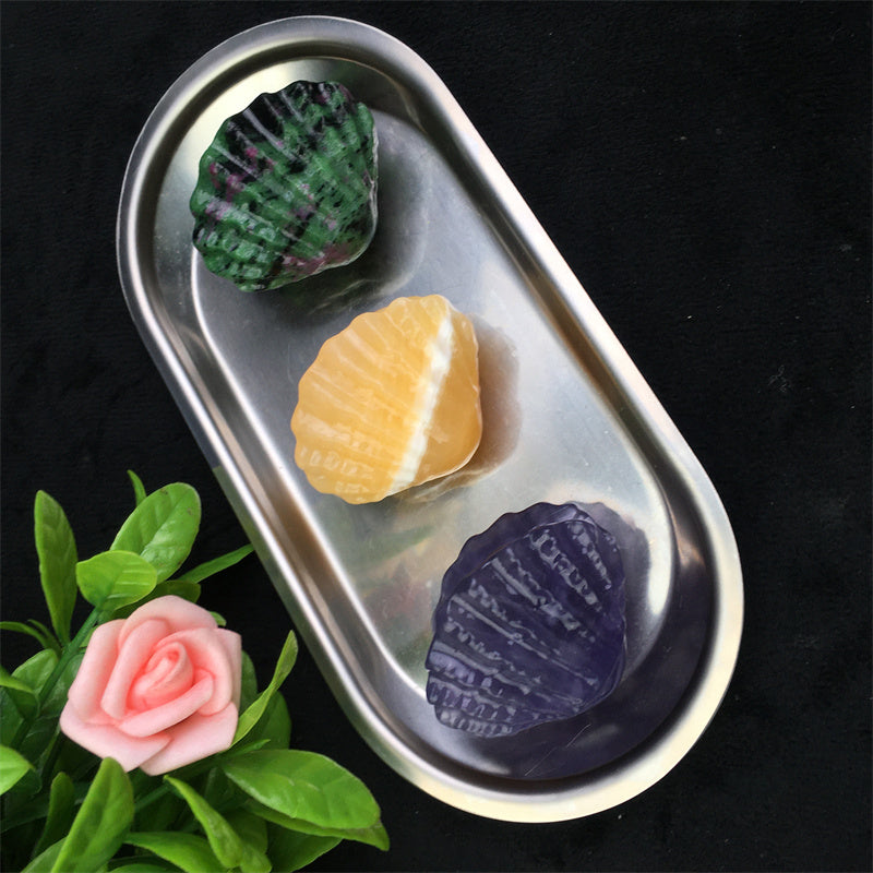 Wholesale high quality reiki natural crystal carving ruby zostite /fluorite /orange calcite shell  for decoraiotion