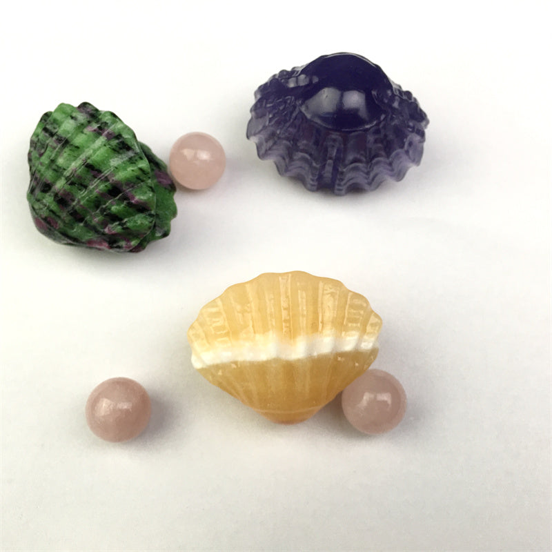 Wholesale high quality reiki natural crystal carving ruby zostite /fluorite /orange calcite shell  for decoraiotion