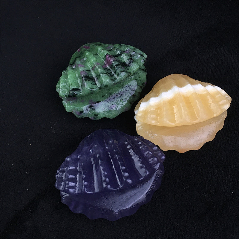 Wholesale high quality reiki natural crystal carving ruby zostite /fluorite /orange calcite shell  for decoraiotion