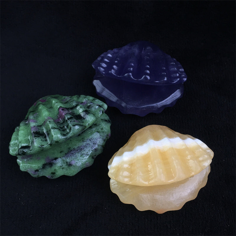 Wholesale high quality reiki natural crystal carving ruby zostite /fluorite /orange calcite shell  for decoraiotion