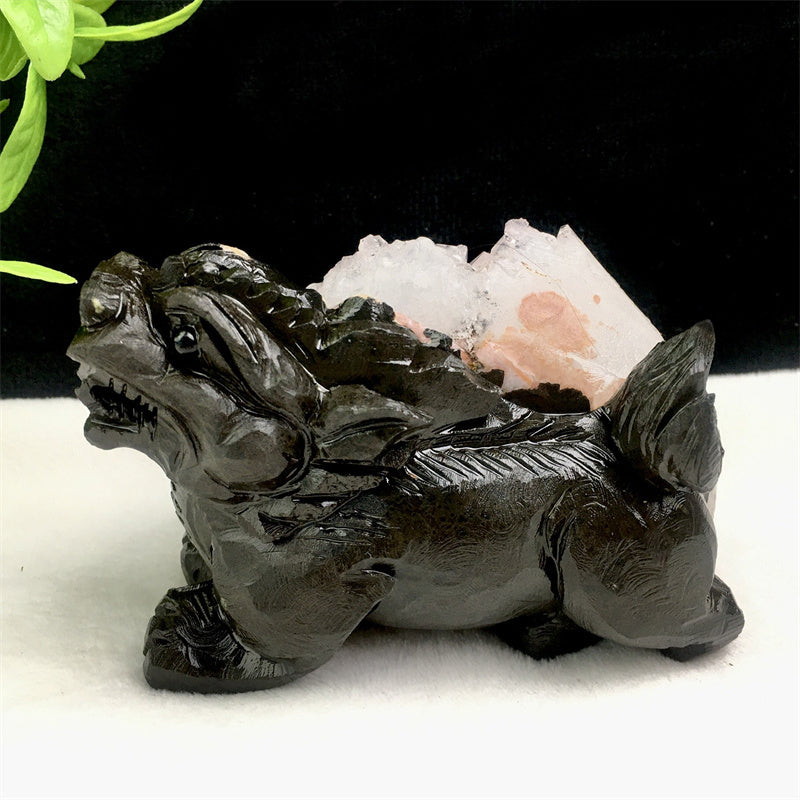 Wholesale high quality reiki natural crystal  Amethyst qilin carving Auspicious animal for decoraiotion