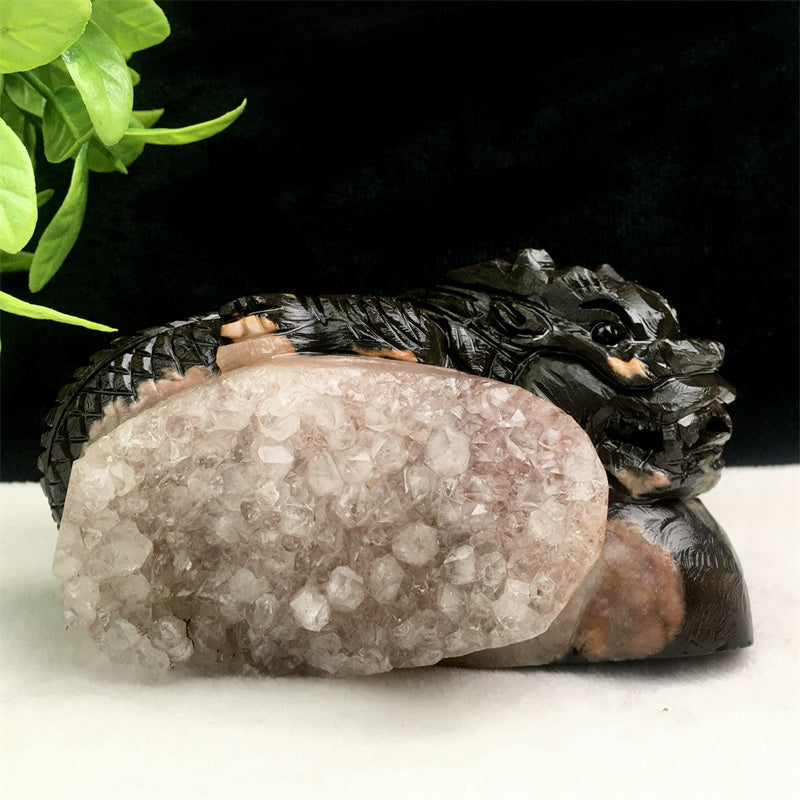 Wholesale high quality reiki natural crystal  Amethyst qilin carving Auspicious animal for decoraiotion