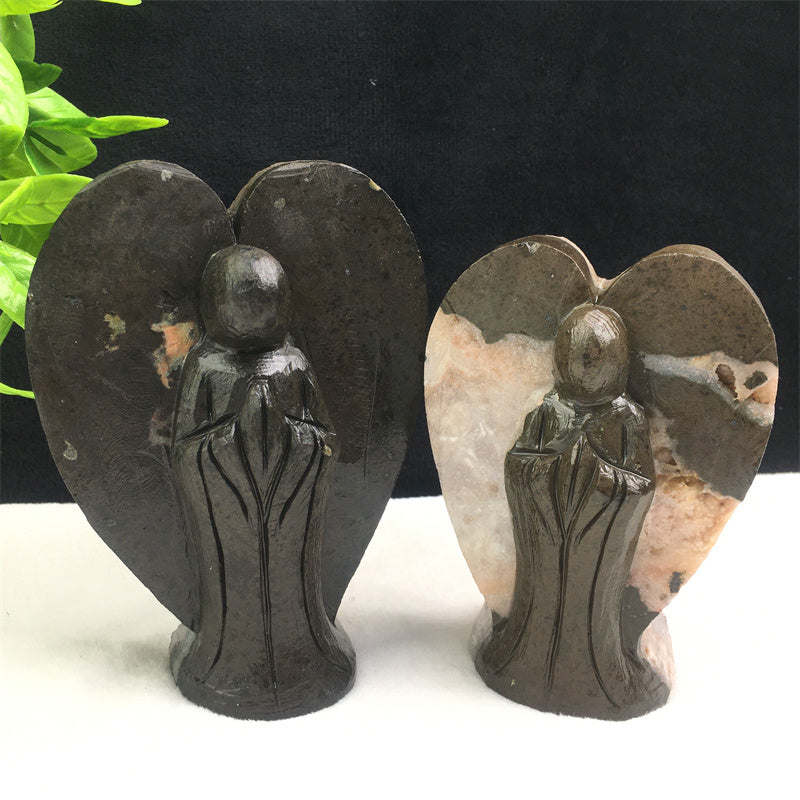 Wholesale high quality reiki natural crystal Amethyst angel carving Healing stone  for decoraiotion
