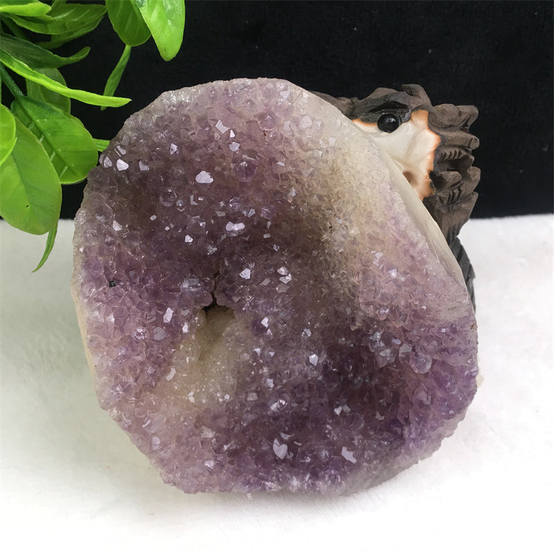 Wholesale high quality reiki natural crystal  Amethyst qilin carving Auspicious animal for decoraiotion