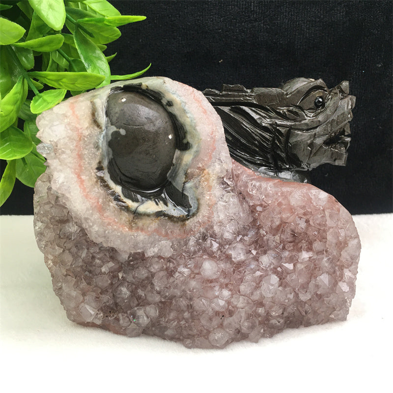 Wholesale high quality reiki natural crystal  Amethyst qilin carving Auspicious animal for decoraiotion