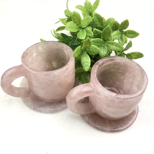 Wholesale high quality reiki natural crystal carving rose quartz water cup for decoraiotion